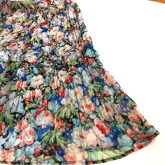 Anthropologie The Marais Printed Chiffon Maxi Dress Size XS Sheer Ruffled Tiers - Picture 9 of 16